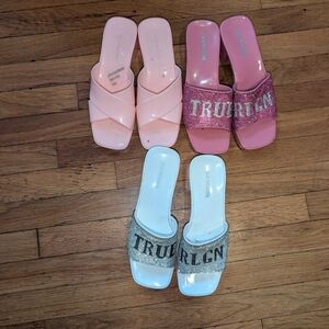 True Religion Women's Sandals - Pink, Silver, White